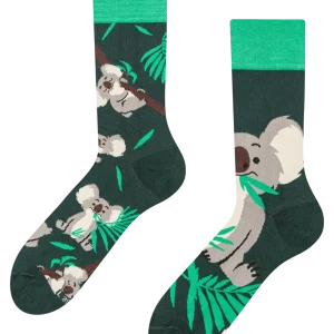 Calcetines alegres Koala y hojas