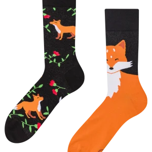 Calcetines alegres Zorro y flores