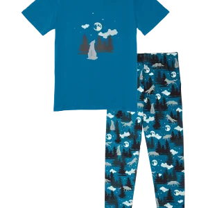 Pijama alegre para hombre Lobo y luna