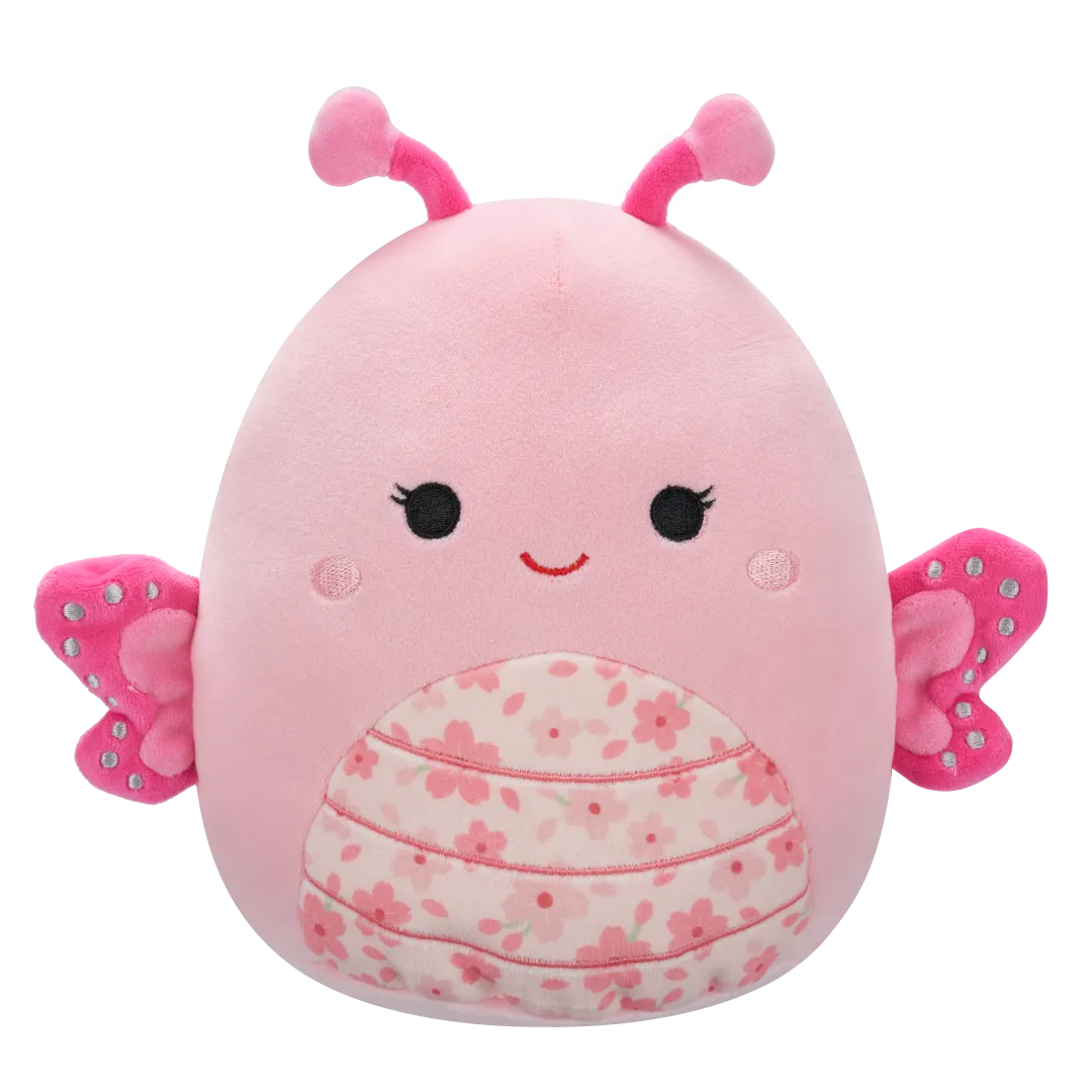 Squishmallows Mogo la Mariposa Rosa con Flor de Sakura en la Tripa, 20 cm