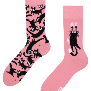 Calcetines alegres Gatos rosas