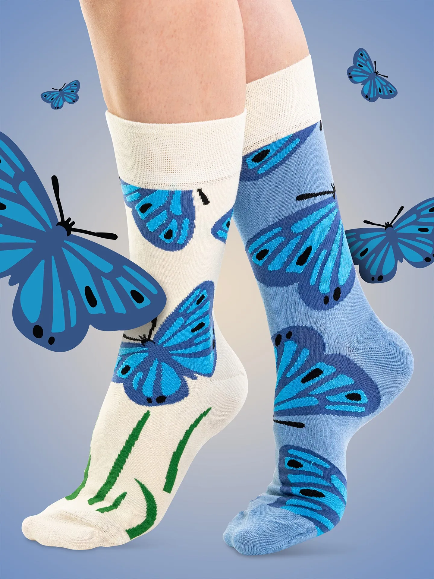 Calcetines alegres de bambú Mariposa azul - Imagen 3