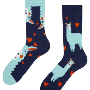 Calcetines alegres Llama y corazones