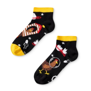 Calcetines tobilleros alegres para niños Gallina astronauta
