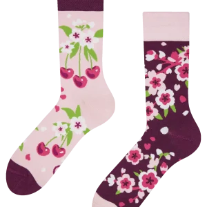 Calcetines alegres de fibra de bambú Floración del cerezo