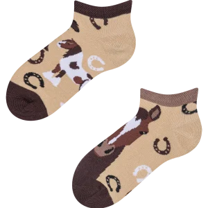 Calcetines tobilleros alegres para niños Caballos
