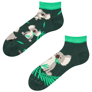 Calcetines tobilleros alegres Koalas y hojas