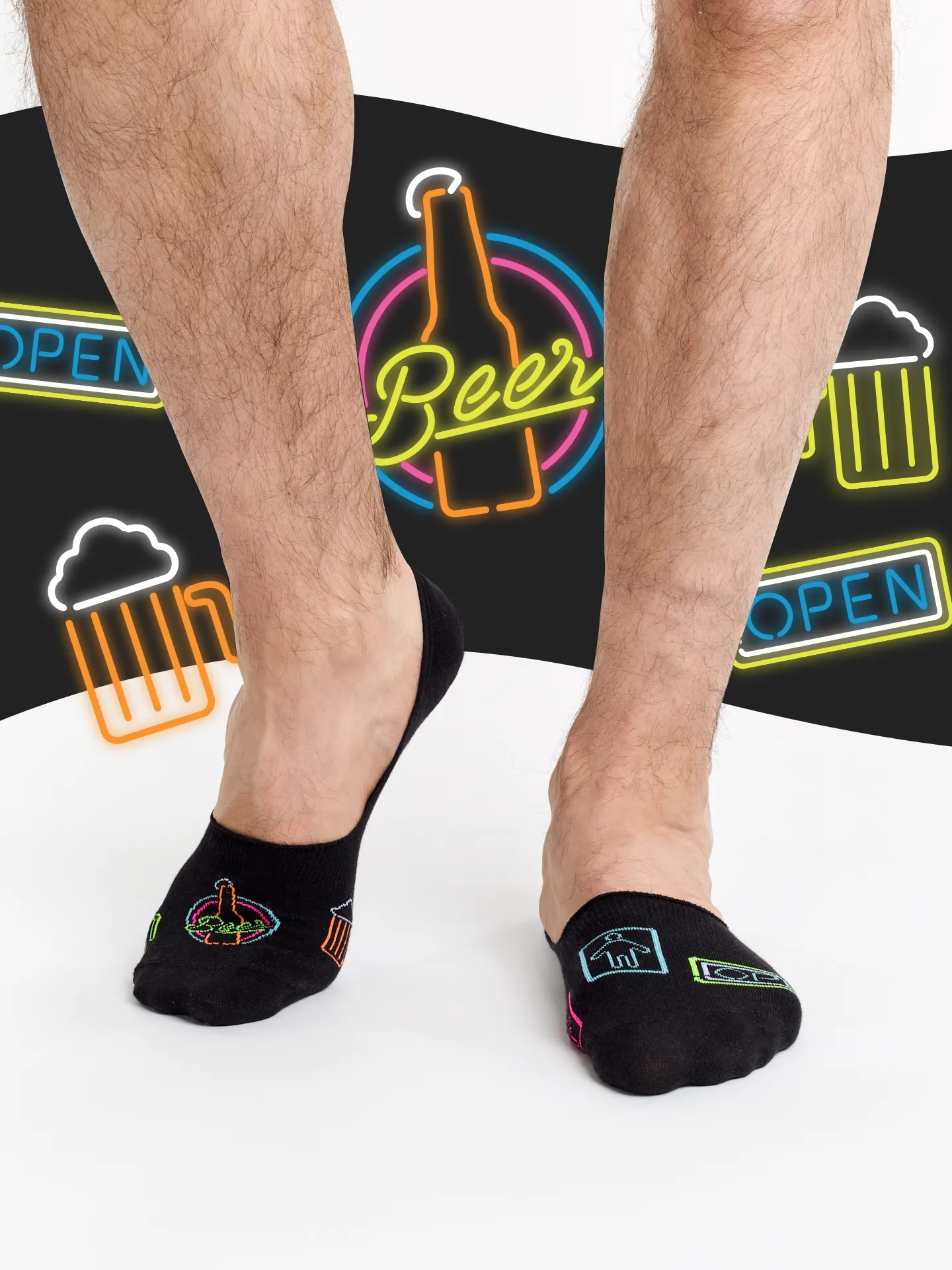 Calcetines invisibles alegres Cerveza de neón - Imagen 6