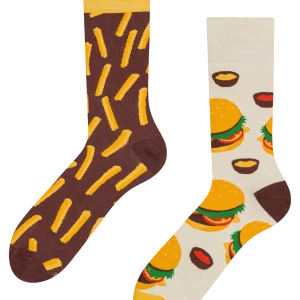 Calcetines alegres Hamburguesa y patatas fritas