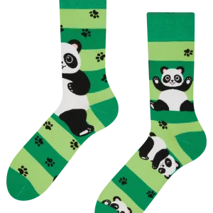Calcetines alegres Panda y rayas