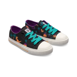 Zapatillas de lona infantiles alegres Dinosaurios y volcanes